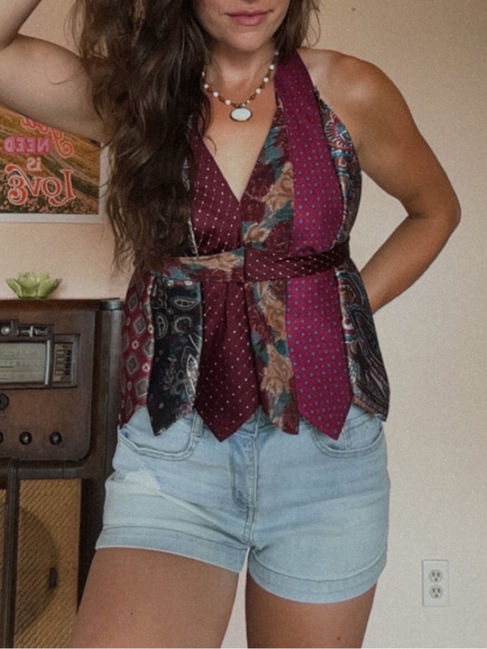 Upcycled Halter Tie Top - Picture 2 of 3
